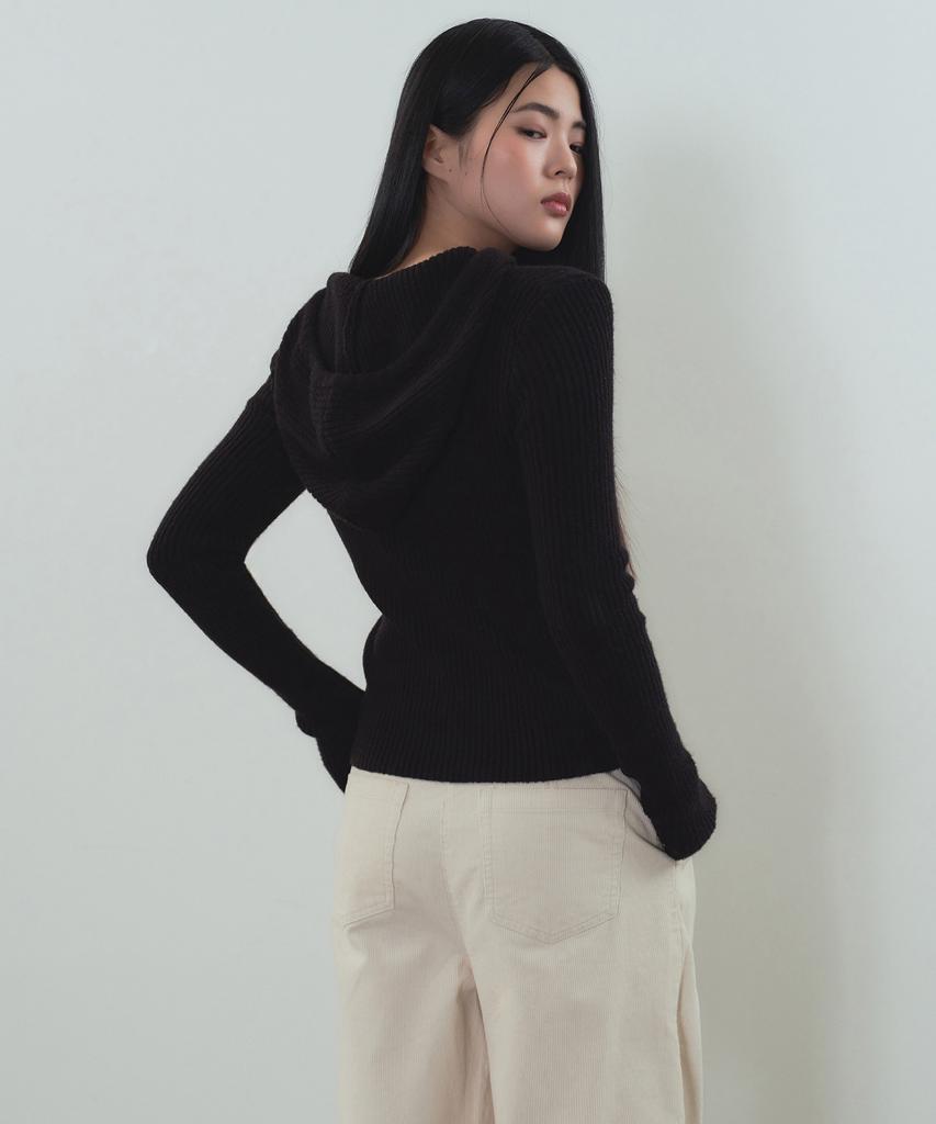 MUSINSA STANDARD WOMAN Women'S Soft Boucle Slim Hooded Knit [Black]