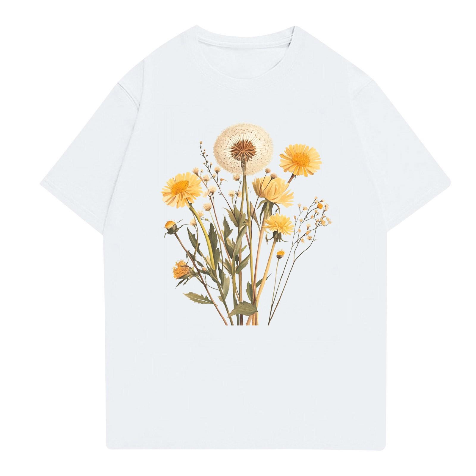 

Жіноча модна повсякденна футболка з принтом і круглим вирізом з короткими рукавами Топ Футболка Топ XL білий