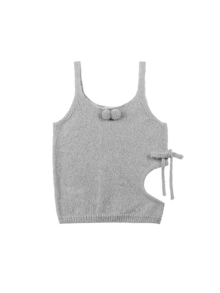 TUOMIO Cut-Out Ribbon Knit Tank [Light Gray]