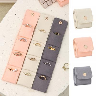 Fashion Velvet Jewelry Display Bag Foldable Container Necklace Ring Packing Bag Storage Case Earrings Organizer Girls