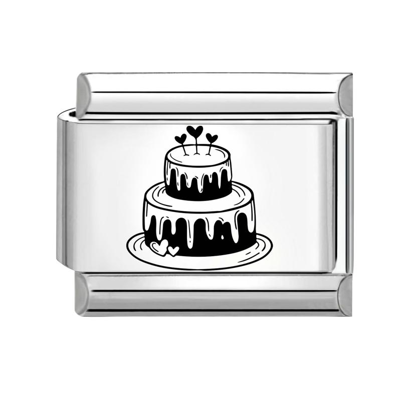 Fashion Girls' Eye Cake Sunset Butterfly Flower Cat Laser Engraving Charm Links Fit 9mm Stainless Steel Bracelet DIY Making Gift