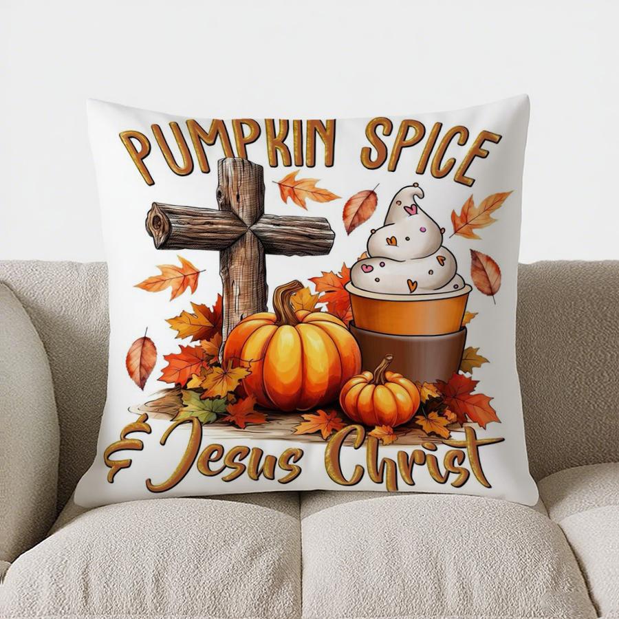 Home Decor Pumpkins with Spots and Autumn Leaves Pillow Pattern Cushion Cover Suitable for Sofa Bedroom Car Pillow Cover
