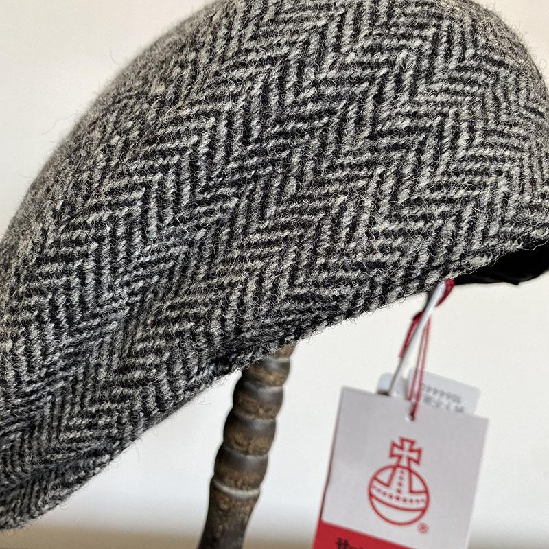 British Heritage Harris Tweed Men's Hat - 100% Pure Wool Warm Duckbill Newsboy Cap Retro Stiff Brim Beret for Daily Wear