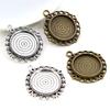 10pcs 20mm Inner Size Antique Silver Plated And Bronze Colors Pattern Style Cabochon Base Setting Charms Pendant