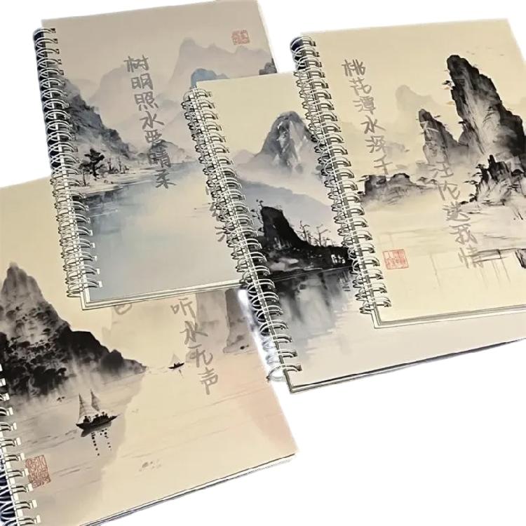 4Pieces Twin Coil Binding Notebook College Ruled Note Book for Writing 100 Page Wide Lined Journal Notepads 14x20cm