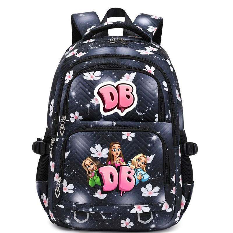 Cute Cartoon Character Print Backpack Girls School Use Large Capacity Nylon Student Bag With Padded Curved Straps