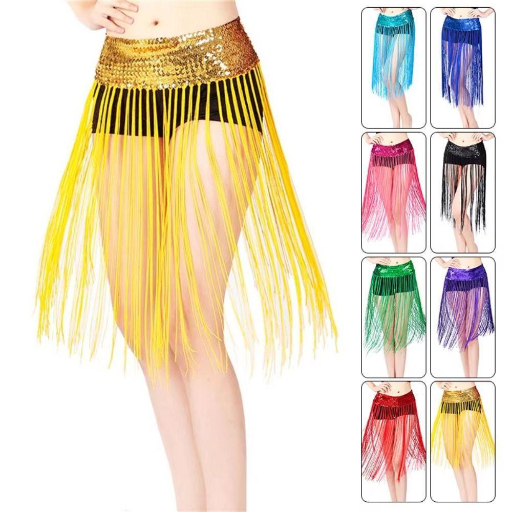 Long Tassel Belly Dance Hip Scarf Creative Sequin Waist Chain Belly Dance Belt  Women Accessory