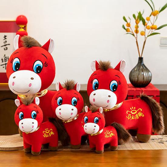 2026 Year of The Horse Plush Toy Red Little Horse Doll Embroidery Desktop Ornament Good Luck Unique Auspicious Gift