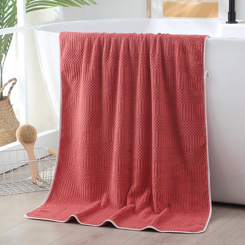 Thickened Coral Fleece Bath Towel Plaid Adult Thickened Large Towel Swimming Towel Soft Absorbent Towel