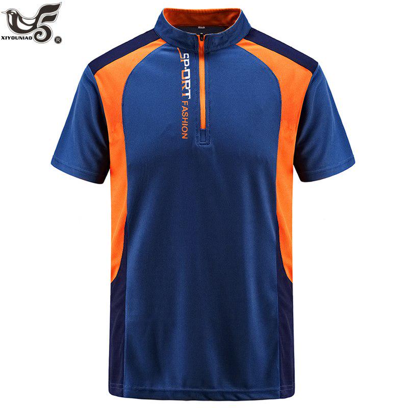 

Мужская рубашка поло Мужская летняя дышащая рубашка с коротким рукавом Бренды трикотажные изделия XXXXL джинсовый синий