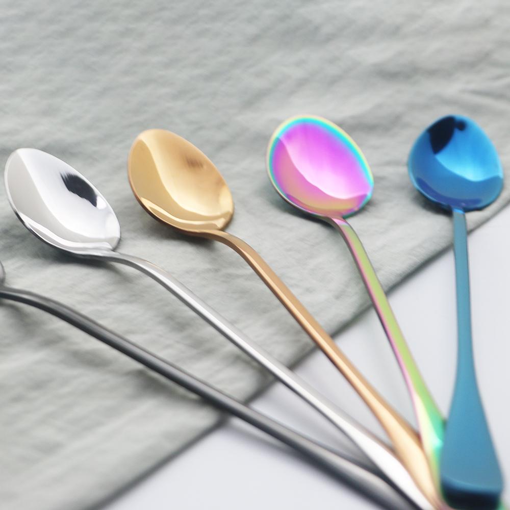 10 Stück Edelstahl Langstieliger Löffel Geschirrset Eislöffel Kaffeelöffel Eiscremelöffel Langlebige Küchenutensilien