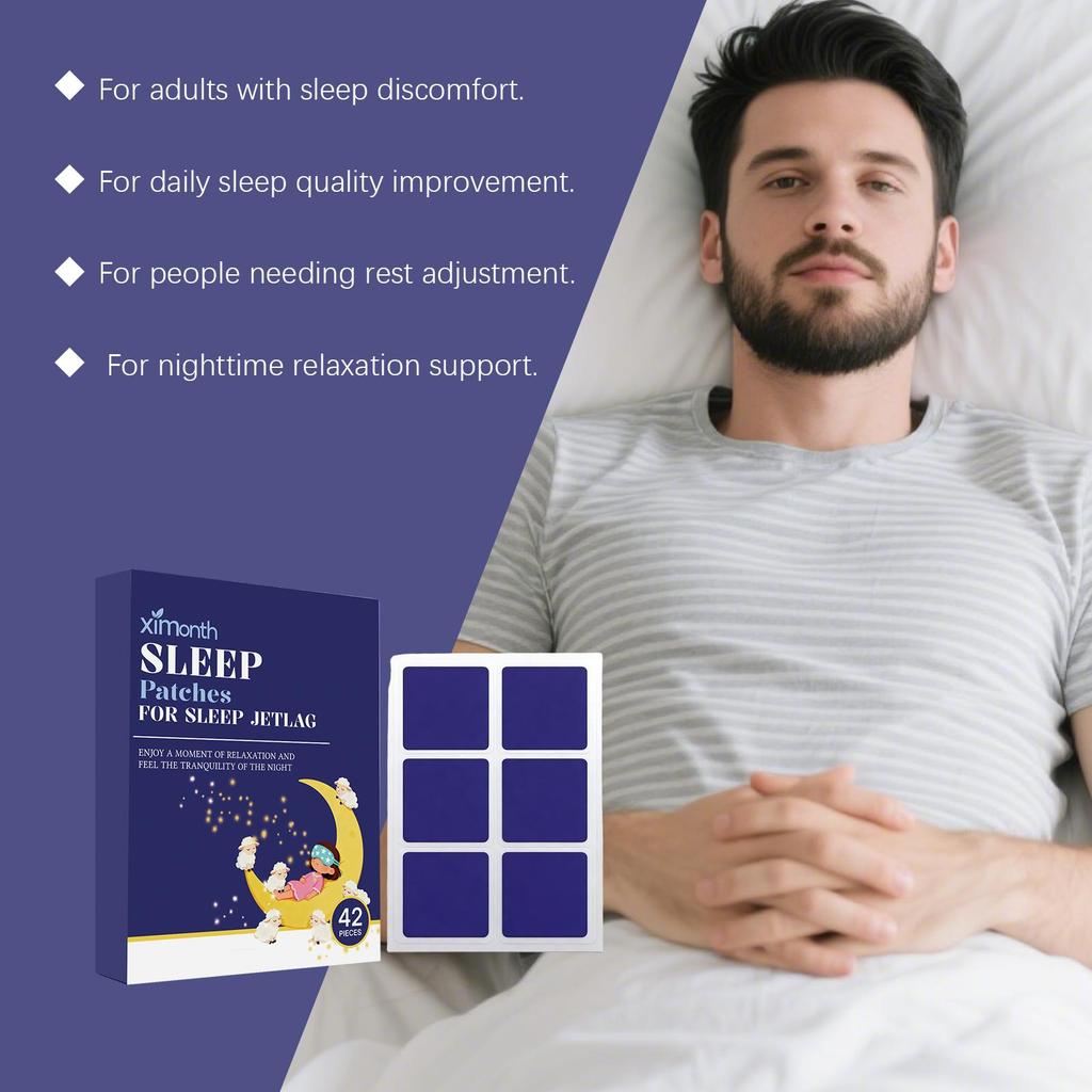 42 Stück Ximonth Schlafaufkleber lindern Müdigkeit helfen schnell beim Einschlafen langanhaltendes Schlaf-Patch zur Behandlung von Schlaflosigkeit für erholsamen Schlaf