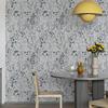 Grey Blooming Floral PVC Wallpaper Classic Retro Dark Furniture Cabinet Sticker Waterproof Bathroom Kitchen Contact Paper