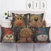 Christmas Happy Cartoon Pattern Digital Printing Short Plush Pillow Covers For Car Sofa Office Cushion Cover Home Goods