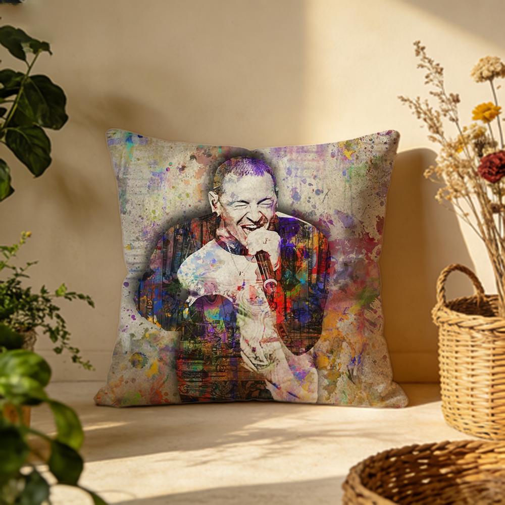 Stylish CChester Benningtonead Cushion Cover Versatile DoubleSided Pillow Case Fit for Sofa Bed Car Daily Decor
