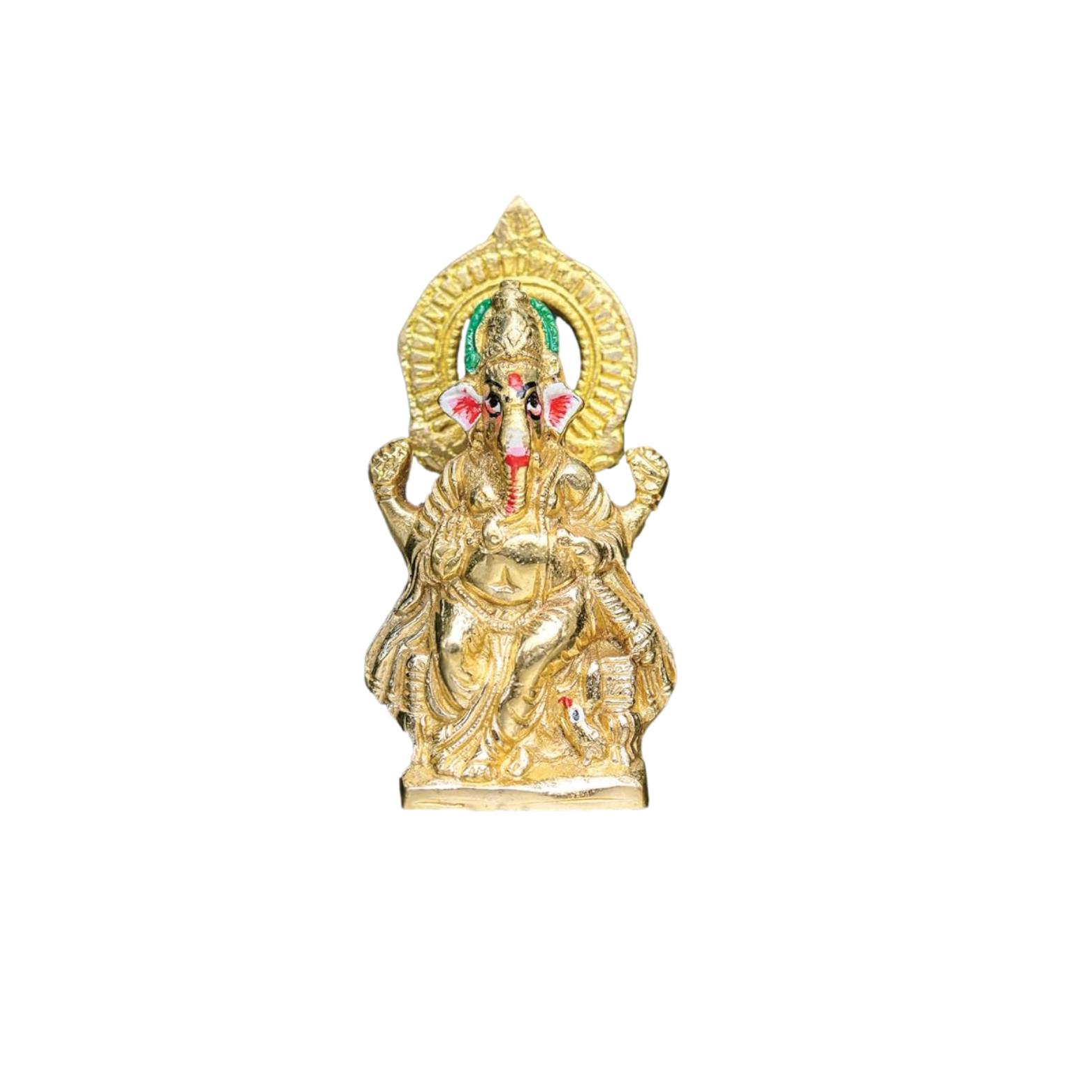 

Lord Ganesh Idol, Ganpati Bappa Statue, For Home Temple Decor, Brass - 15 Cm