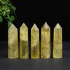 Unique Natural Crystal Exquisite Yellow Gem Home Decor Hexagonal Wand Column  Point Citrine Obelisk