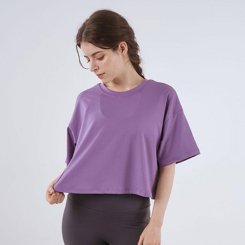 Seupika Yoga Wear Crop Loose Short Sleeve T-Shirt Spats24001