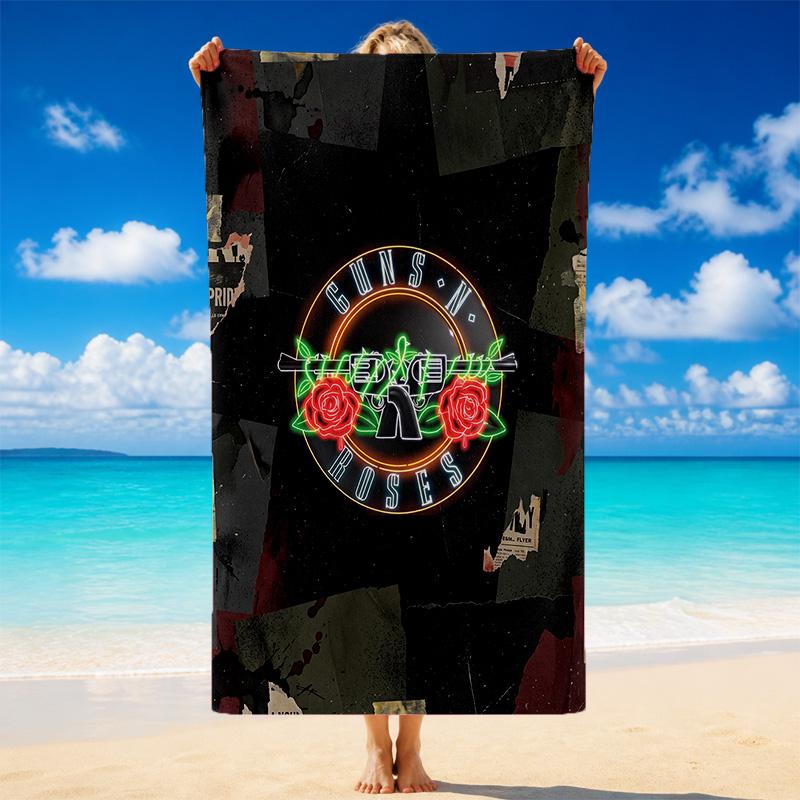 Guns N’ Roses Print Microfiber Beach Towel Sand?Resistant Lightweight Towel For Swimming Outdoor Travel Use