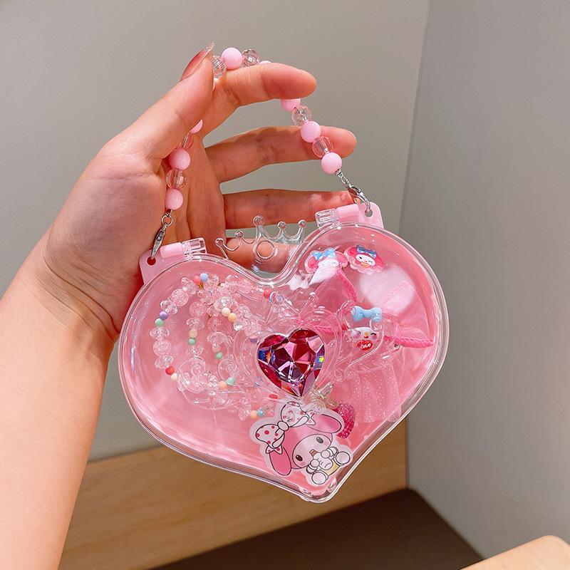 Cartoon Princess Jewelry Set: Necklace, Hair Clip & Ring for Little Girls - Perfect Birthday Gift