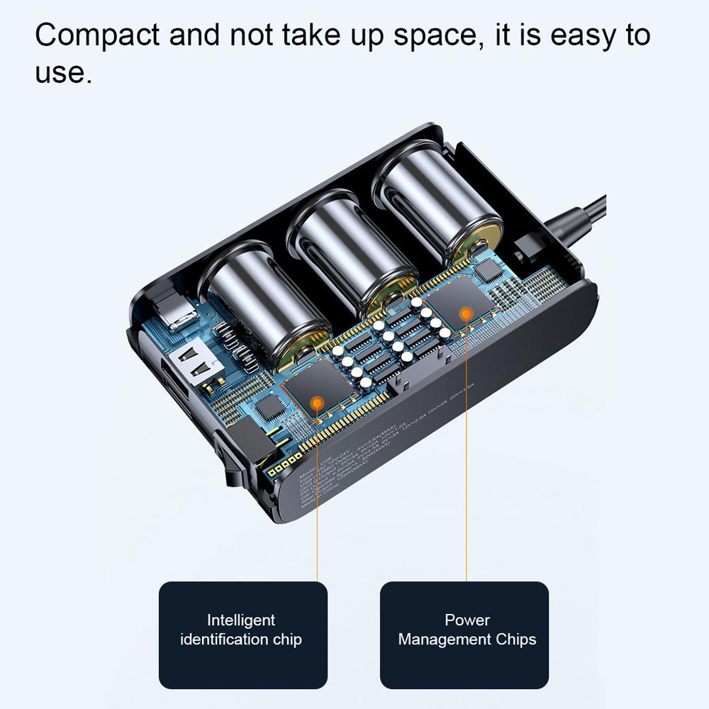 Ładowarki samochodowe 128W PD+QC3.0 Adapter szybkiego ładowania 3-gniazdowy rozdzielacz zasilania 12-24V z 4 portami USB