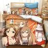 Anime SAO Yuuki Asuna Bettwäsche-Set Gedruckt Einzelne Bettdecke Steppdecke Bettbezug Kissenbezug 3-teilige Sets Kinder Erwachsenengröße