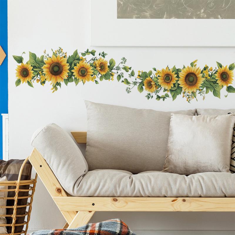 Fresh Sunflower Self-Adhesive Wall Stickers for Bedroom, Living Room, Kitchen
