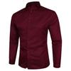 Men's Business Casual Long-Sleeved Solid Color Shirt, Large Size, Trendy Design