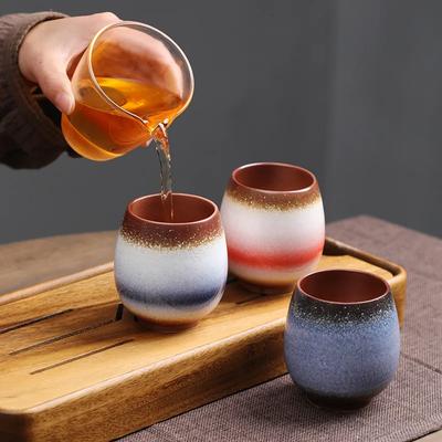 1 Stück 200 ml Ofenwechsel Teetasse Meistertasse groß retro Keramik Kung-Fu Tee-Set Teetasse grobes Steinzeug Espressotasse