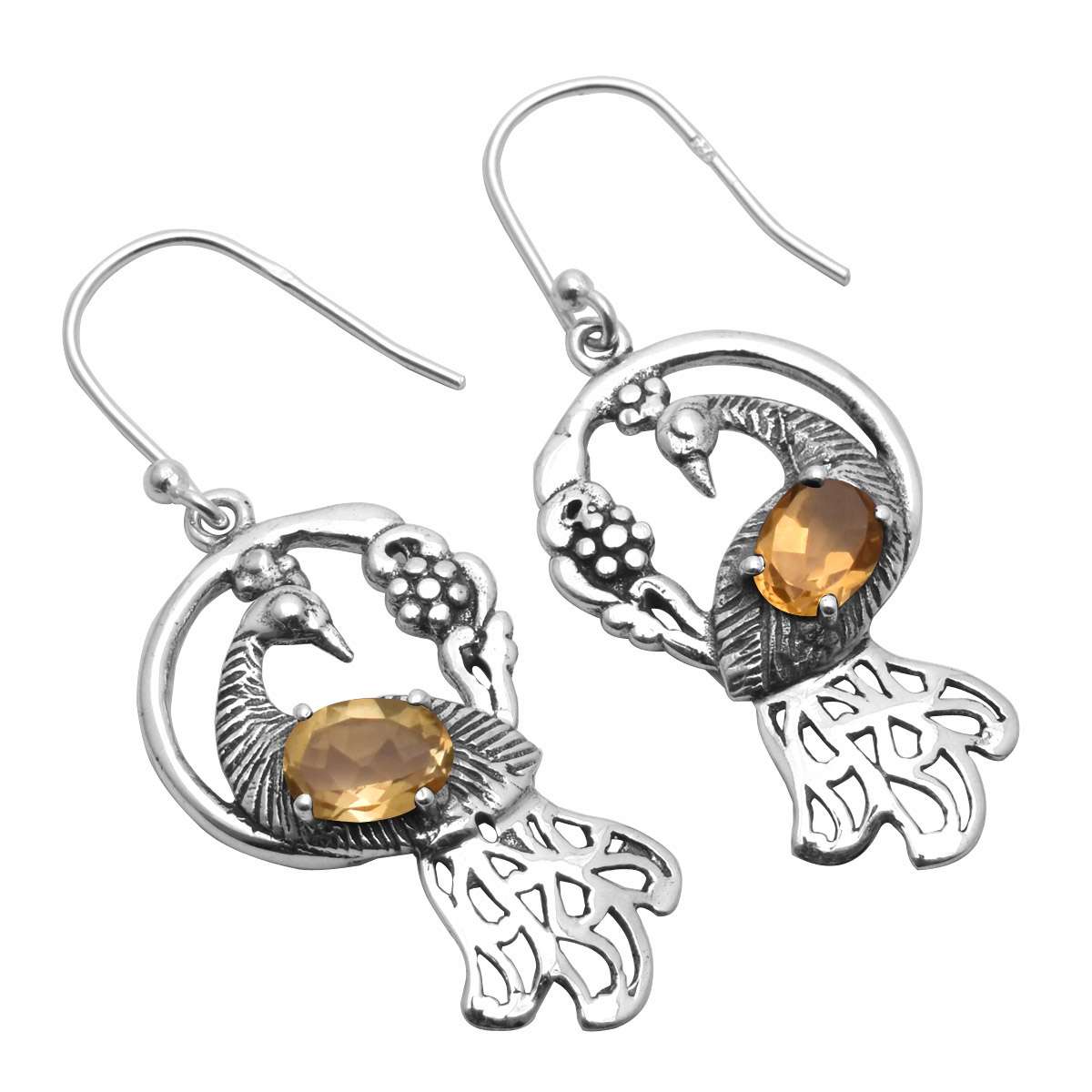 

Серьги с драгоценным камнем цитрин, твердые серьги из стерлингового серебра 925 пробы, серьги ручной работы, ювелирные изделия, подарок для женщин и девочек, E-3711
