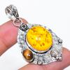 Natural Baltic Amber, Tiger Eye 925 Sterling Silver Jewelry Pendant 2.17" AP-14158