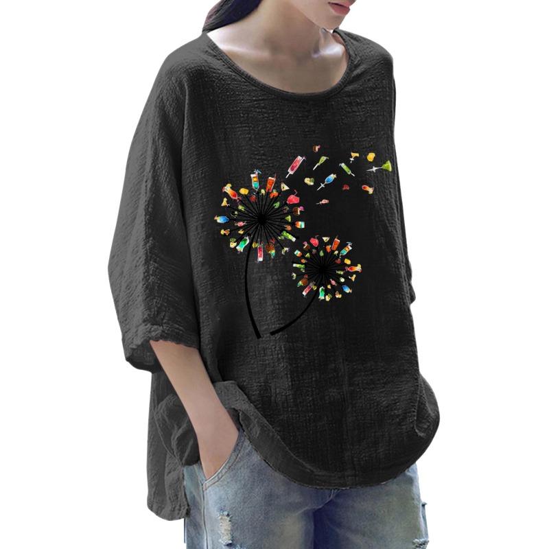 IHUASU Women s Fashion Casual Solid Color Print Long Sleeve O-Neck Blouses & Shirts S
