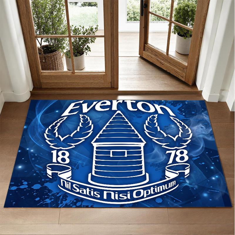 Everton Football Design Crystal Velvet Rug Soft Decorative Mat for Bedroom Entrance