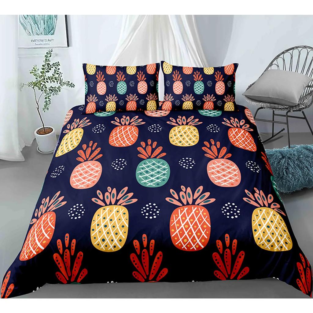 Fruit Pineapple Duvet Cover Yellow Tropical Fruit Plants Theme For Children Boys Girls Teens For Bedroom Decoration Queen King