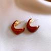 2024 Exquisite High-End Retro Silver Needle Red Heart Flower Earrings for Women