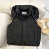 Removable Hat, New Down Cotton Jacket, Vest, Thickened Vest, Short Lightweight Hooded Fluffy Vest, Vest.