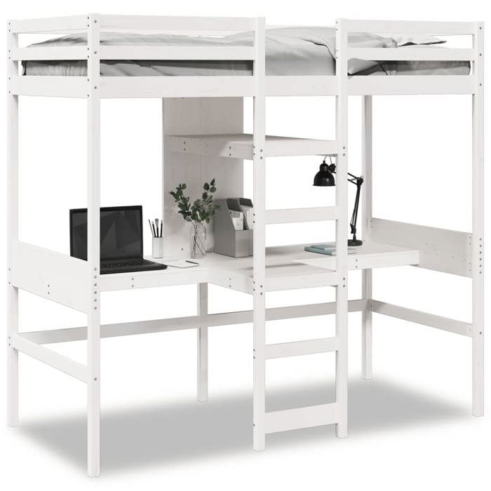 VidaXL Bunk Bed Frames Without Mattress White 75x190 Cm Solid Pine, Loft Bed Frame, Cabin Bed Frame, Frame 3308551