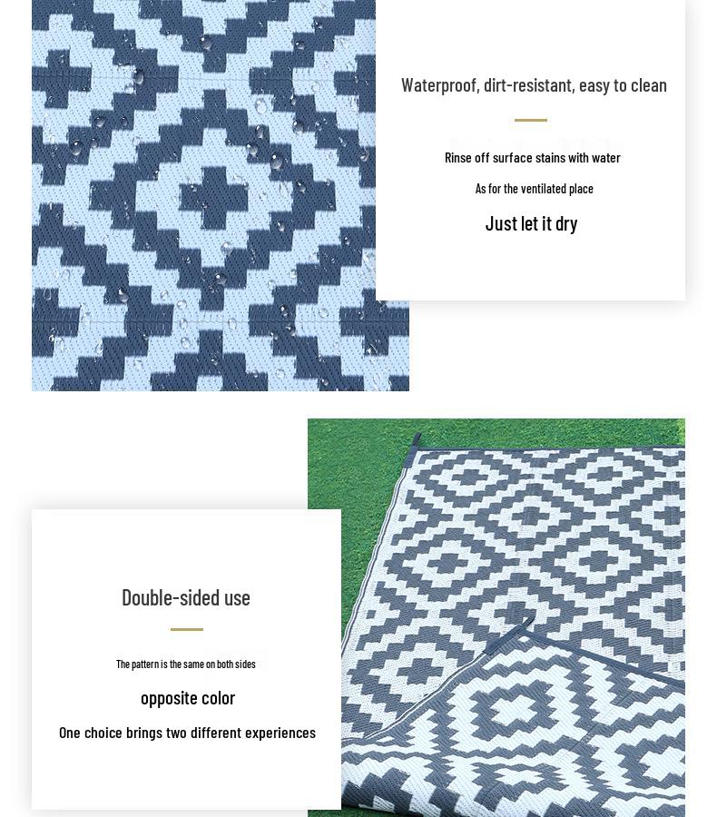 Feuchtigkeitsbeständige Schwarz-Weiß-Kreuz-Außenmatte für Wohnmobile und Camping – Langlebige, tragbare Hofplane