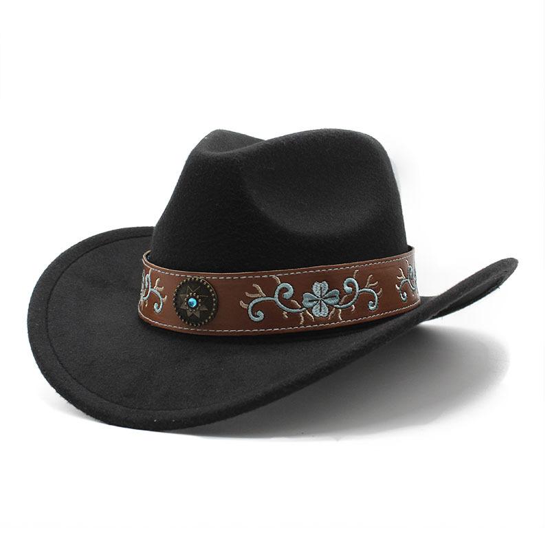 JYL TS DIY  Felt Hat Unisex Ethnic Western  Cowboy Jazz Hat