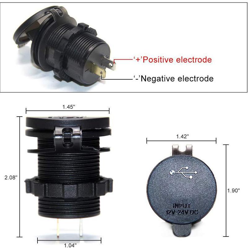 סוג C PD QC 3.0 לוח שקע USB לרכב 12V / 24V מטען לרכב שקע מובנה שקע חשמל למשאית סירה לאופנוע