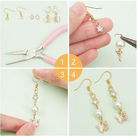 BENECREAT 20Pcs 5 Style 18K Gold Plated Links Flat Round Star Brass Micro Pave Cubic Zirconia Links Teardrop Heart Shape Connecter for Necklace