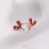 14K Gold-Filled Zircon Inlaid Peach Heart Stud Earrings with 925 Silver Post and Jump Ring