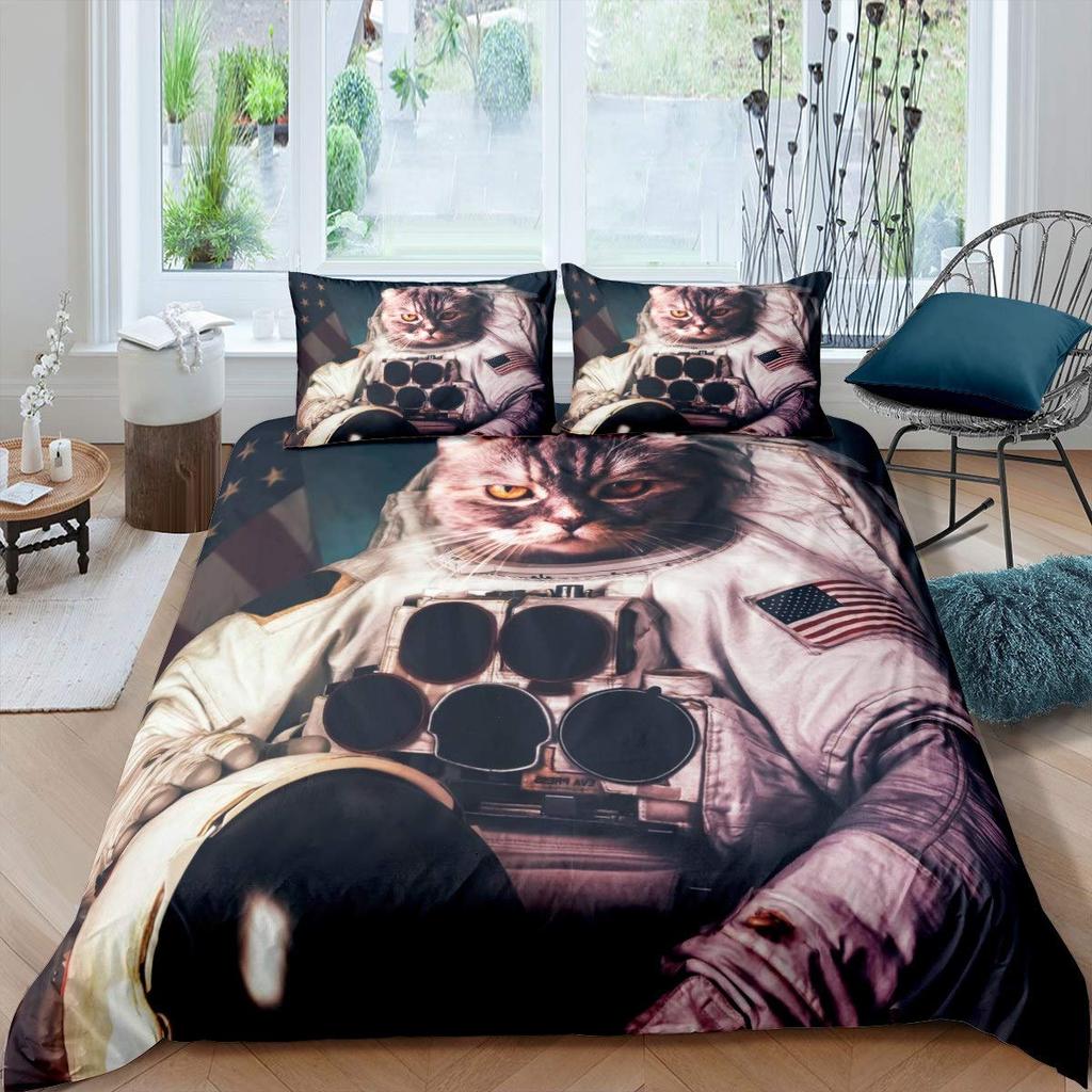 Cartoon Astronaut Galaxy Full Size Comforter Collections For Boys Girls Kids Bedroom Decor Star Bedding Collections Quilt Collection With Pillowcases