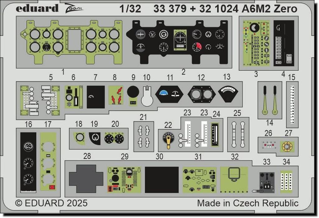 Eduard 1/32 Zoom Series Mitsubishi Zero Fighter Type 21 Etched Parts (for Tamiya) Plastic Model Kits EDU33379 (Airplane)
