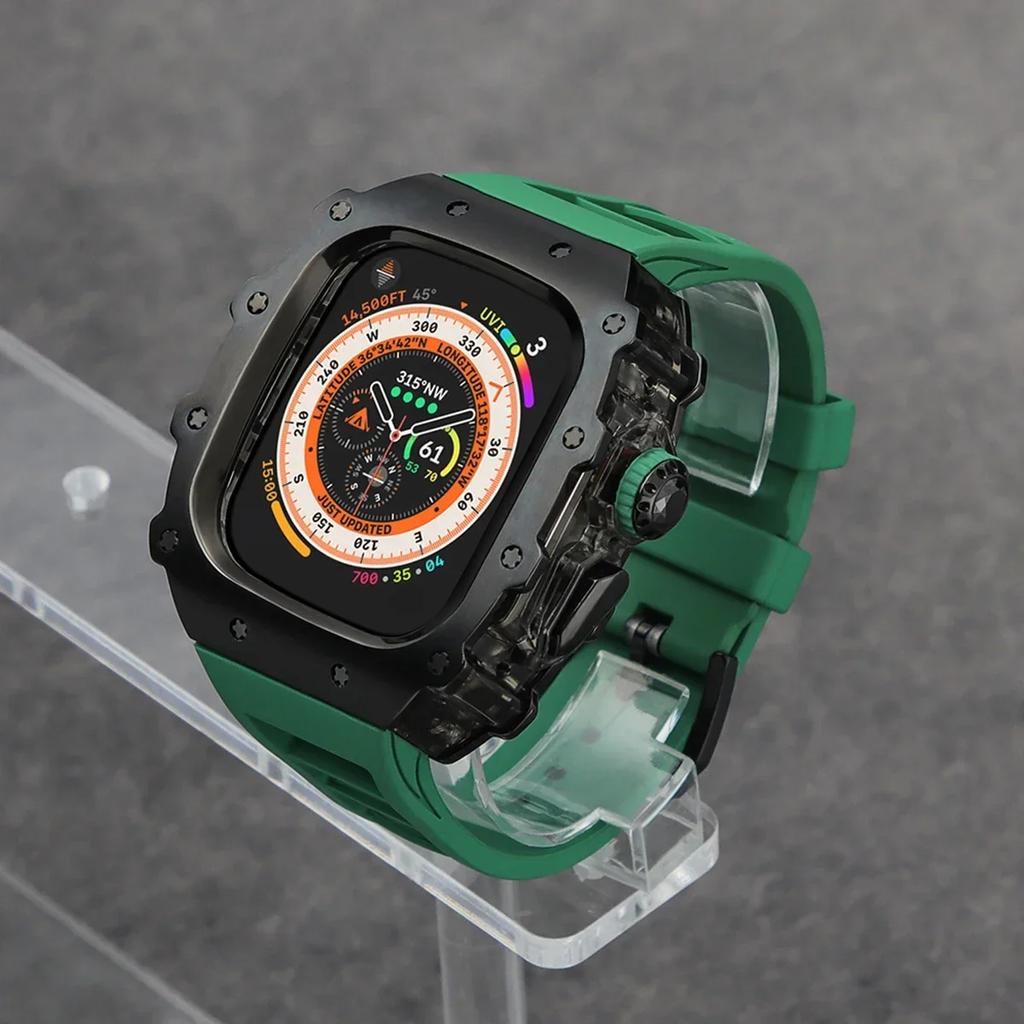 Klasická luxusná modifikačná súprava pre Apple Watch Ultra 2 49mm Puzdro z nehrdzavejúcej ocele Pre IWatch 9 8 7 6 45mm 44mm Krištáľové tlačidlo Športový remienok
