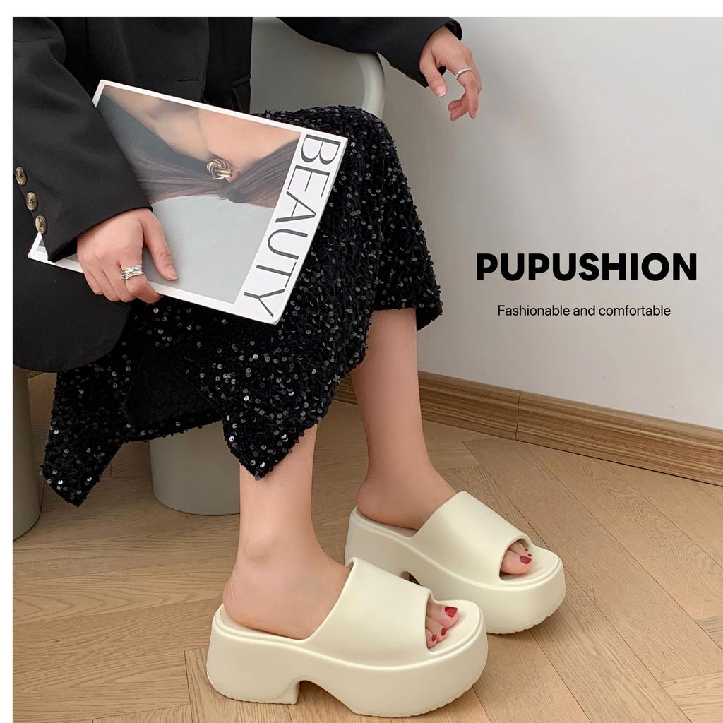 Fashion High-Heeled Shoes Lady Rubber Slippers Platform Slides Fashion Massage Summer Flat Soft Luxury Slippers Casual Flat Shoes Female