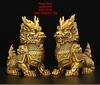 1pair High Quality Feng Shui Lucky Copper Animal Unicorn Home Office Ornaments Desk Decor
