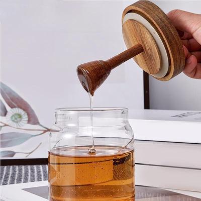 Honigglas aus hochborosilicate Glas mit Rührstab und Deckel