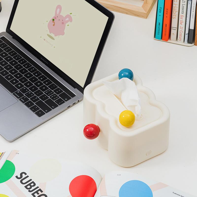 Cream-colored Tissue Box, Tissue Box, Household Wall-mounted Dining Table Storage Box