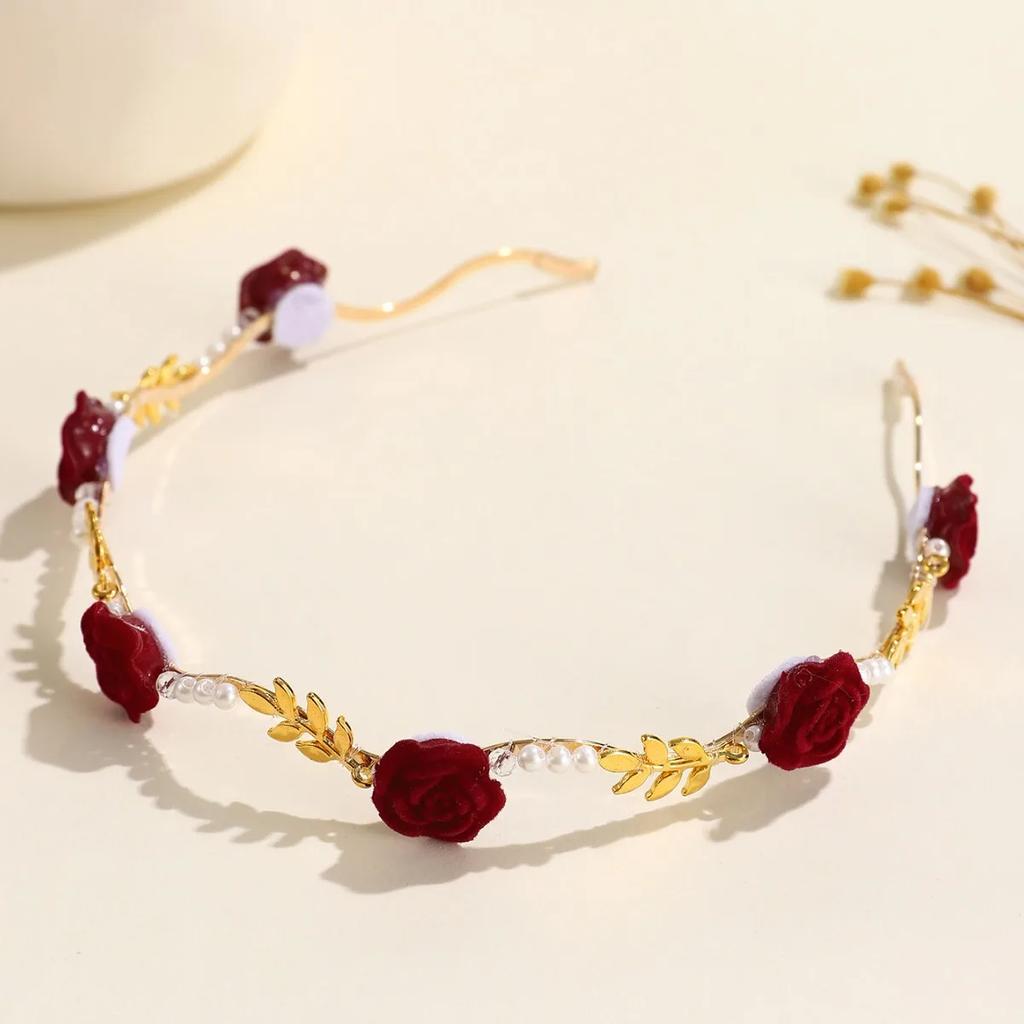 New Rose Pearl Headband for Women High-end Hairpin Sweet Temperament Metal Hair Band Headdress Girl Hair Accessories